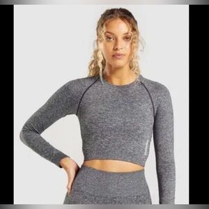 Gymshark ADAPT MARL SEAMLESS LONG SLEEVE CROP TOP
